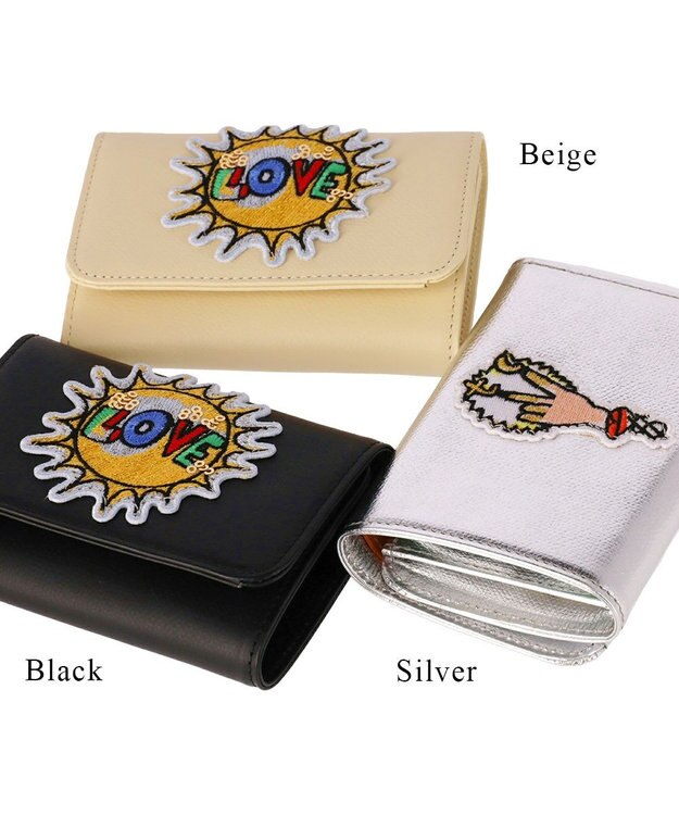 tsumori chisato CARRY ラブワッペン 3つ折り財布 ベージュ