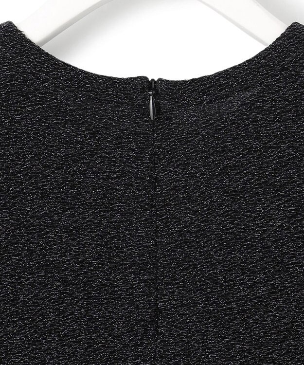 ICB L 【洗える】シャイニーラメジャガード カットソー ブラック系