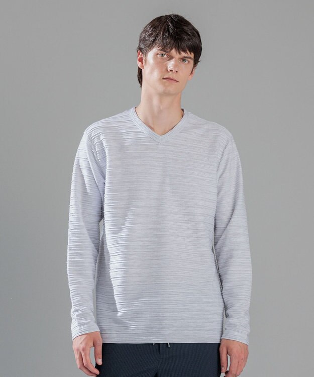 JOSEPH HOMME ストームリップル　Vネックカットソー ライトグレー系