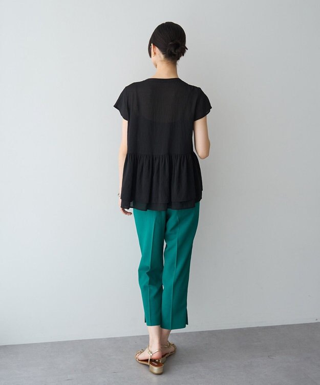 YECCA VECCA ペプラムシアーブラウス Black