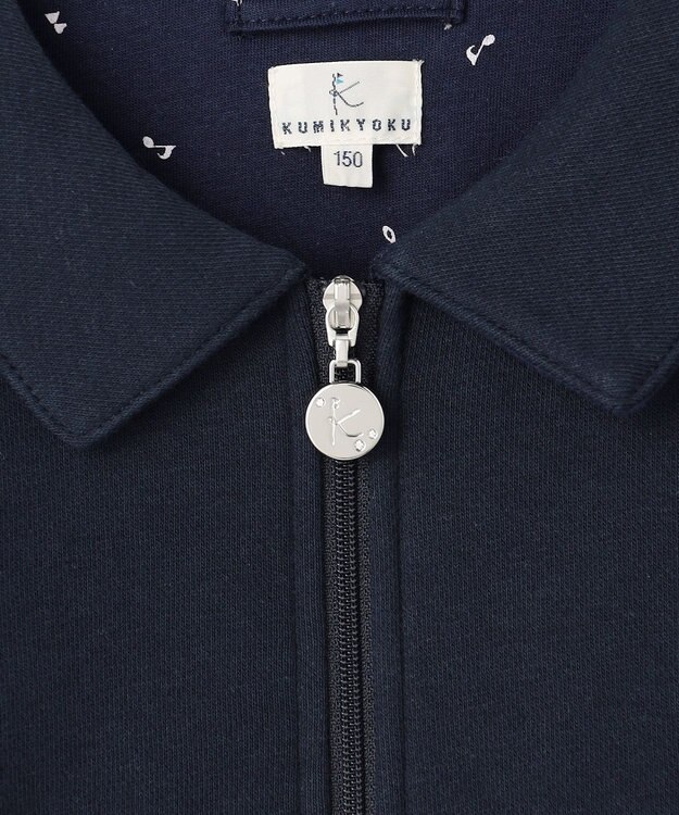 組曲 KIDS 【150-160㎝】ラウンドカラージップアップパーカー ネイビー