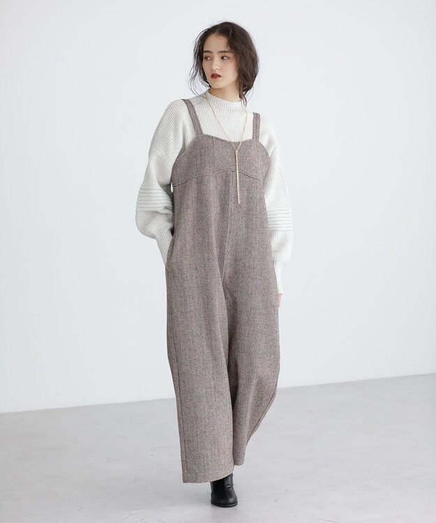 Green Parks ■ＥＳＣＡＲ　ポップコーンツイードオールインワン Brown