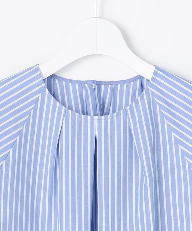 自由区 【SHIHOさん着用】ボリュームスリーブ ブラウス サックスストライプ