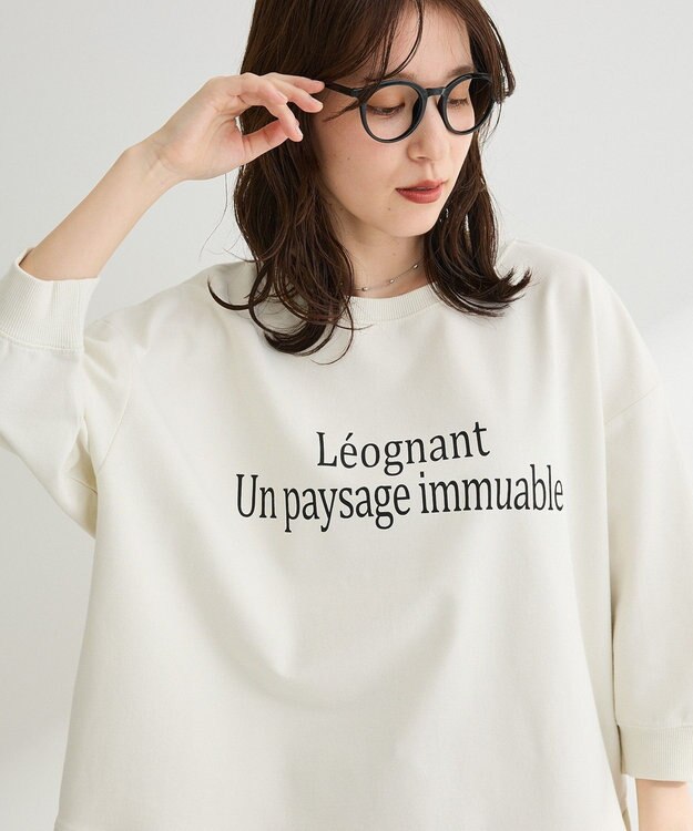 Green Parks 七分袖ロゴ裏毛プルオーバー Off White