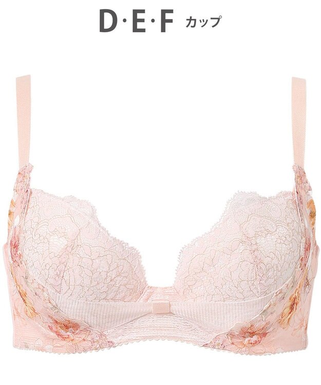 WACOAL ブラジャー 【リボンブラ 脇すっきり】 脇高設計 着やせシルエット 動いても谷間キープ Gカップまで対応 大きいサイズ レディース BXB443 /ワコール シェルピンク