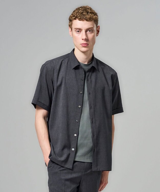JOSEPH HOMME 【新柄】【機能素材】テクノボイルストレッチ レギュラーカラー半袖シャツ グレー系