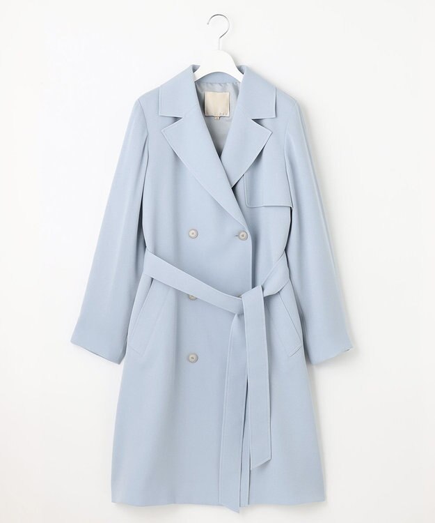 自由区 【XSサイズ～】トロトレンチ ロング丈コート スカイブルー系