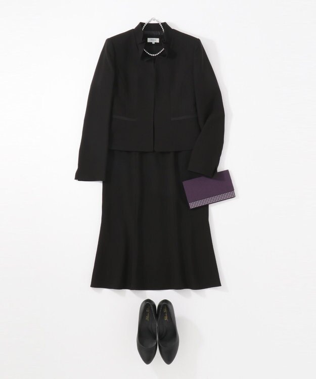 自由区 FORMAL 【襟華やか】エレガント ジャケット＋ワンピース ブラック系