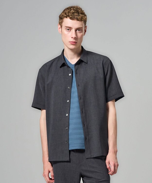 JOSEPH HOMME 【新柄】【機能素材】テクノボイルストレッチ レギュラーカラー半袖シャツ グレー系