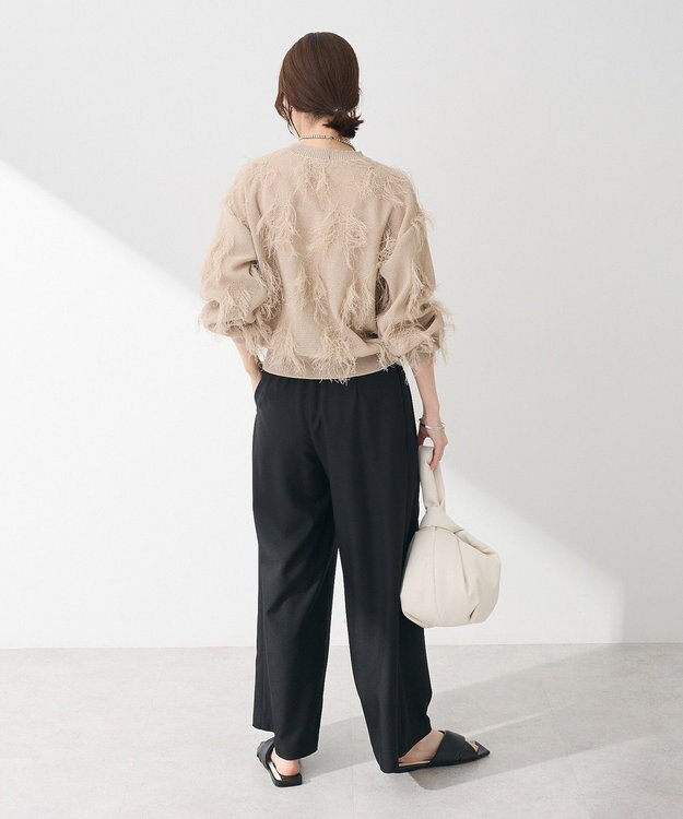 Green Parks フリンジニットプルオーバー Gray Beige