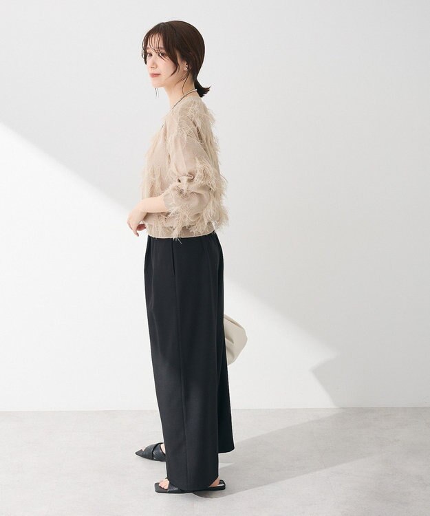 Green Parks フリンジニットプルオーバー Gray Beige