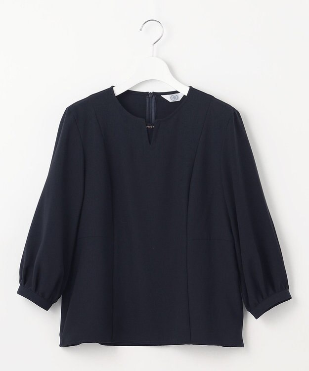 J.PRESS LADIES 【洗える】RELAXIONツイル クルーネック ブラウス ネイビー系