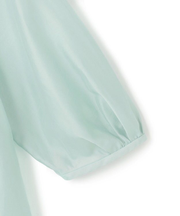 23区 L 【WEB&一部店舗限定/洗える】ライトシアーミクスチャー ボウタイ ブラウス スモーキーグリーン系