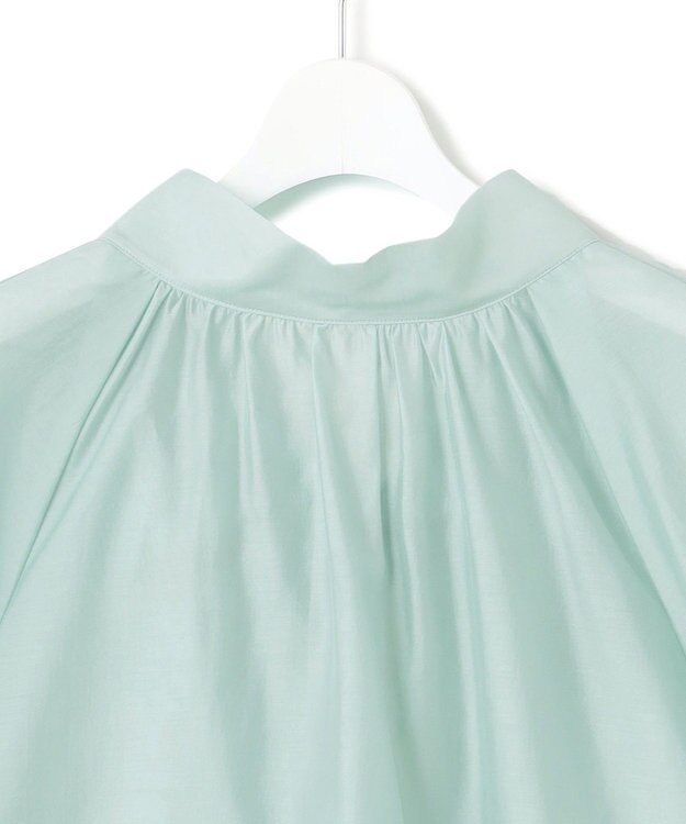 23区 L 【WEB&一部店舗限定/洗える】ライトシアーミクスチャー ボウタイ ブラウス スモーキーグリーン系