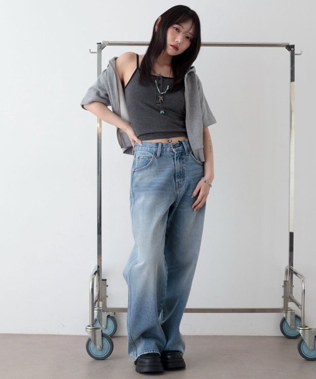 WEGO ヘンリーデザインカップインキャミ ブラックボーダー