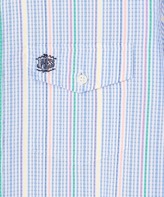 J.PRESS MEN 【KING SIZE 】【吸水速乾 / 接触冷感 / 高通気性】Aero Weave クールマックスサッカー ストライプ シャツ / B.D. サックスブルー系7