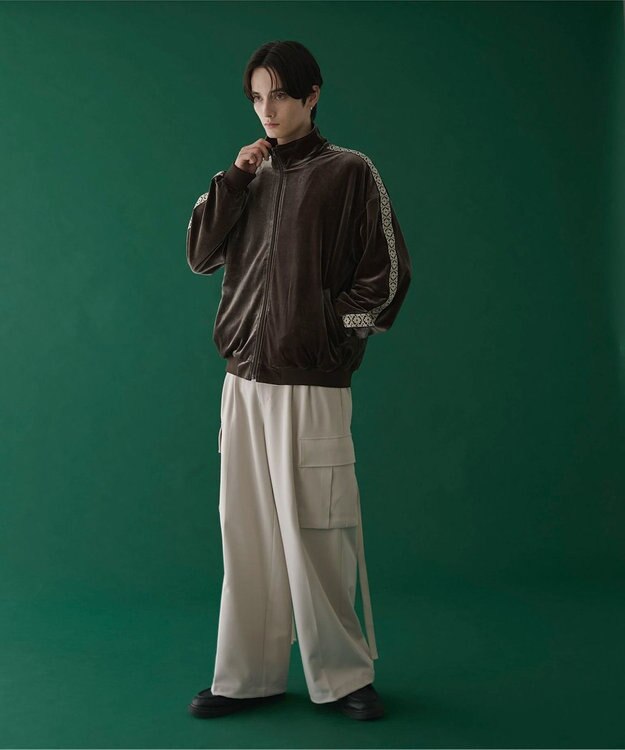 WEGO ベロアライントラックジャケット ブラウン