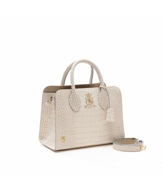 A.D.M.J. 【牛革】クロコ型押しサイドバックルトート25cm(ショルダーストラップ付) AV