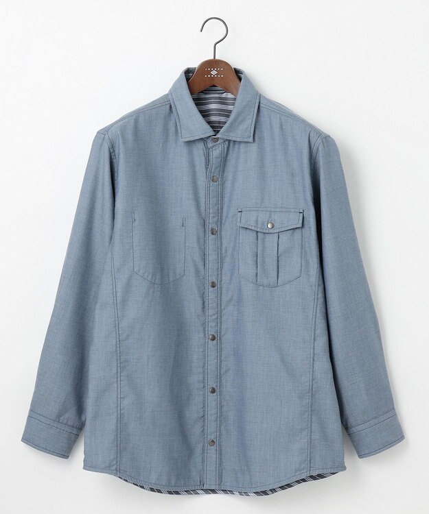 JOSEPH ABBOUD 【キングサイズ・2WAY】リバーシブル シャツ ブルー系