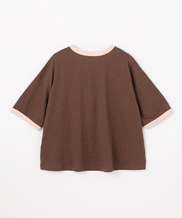 ANY リンガーTシャツ ブラウン×ピンク