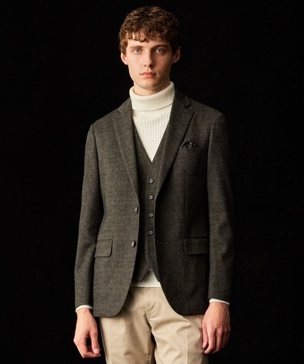 JOSEPH ABBOUD 【ストレッチ/多機能レジャージャケット】ツィーディージャージー ジャケット ダークブラウン系4