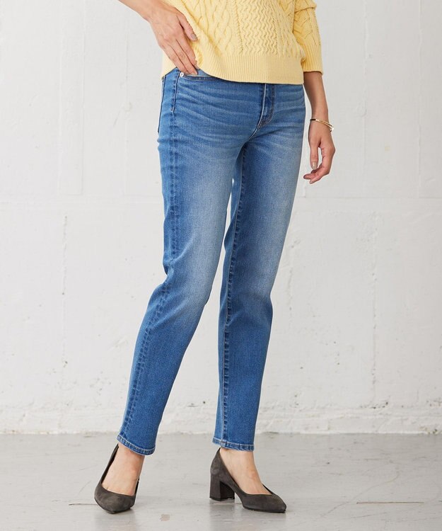 J.PRESS LADIES 【洗える】BASIC STRETCH DENIM スキニー パンツ ダルブルー系