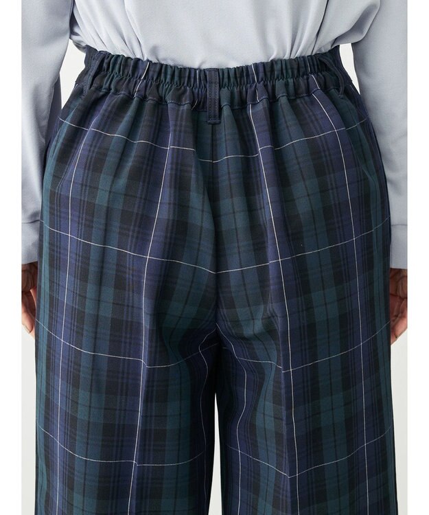 Green Parks きれいシルエットチェックワイドパンツ Check Navy