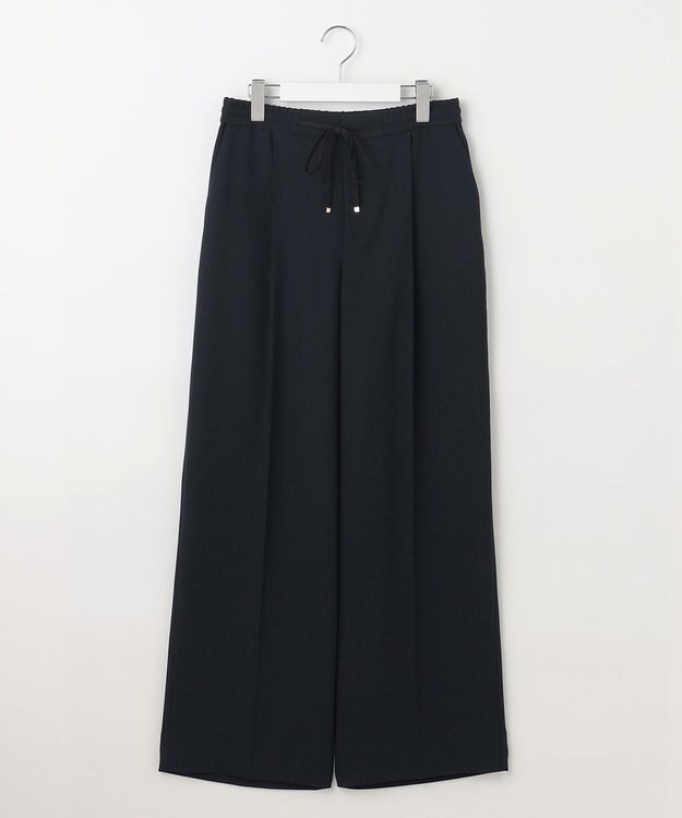 自由区 【洗える】ツイステッドダブルクロスワイドストレート パンツ ネイビー