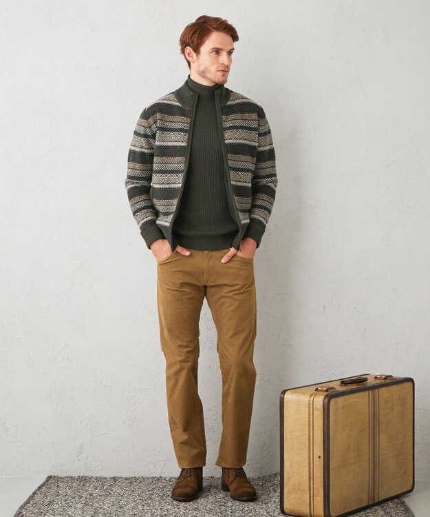 JOSEPH ABBOUD 【裏起毛/ストレッチ】5ポケットオーガニックカルゼ パンツ キャメル系