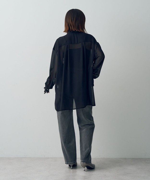 YECCA VECCA フリルデザインロングシャツ Black