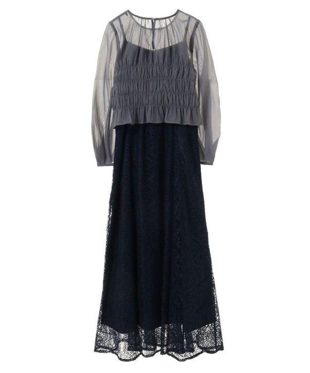 earth music&ecology ＳＥＴ２点　シースルーブラウス付きキャミワンピース Navy