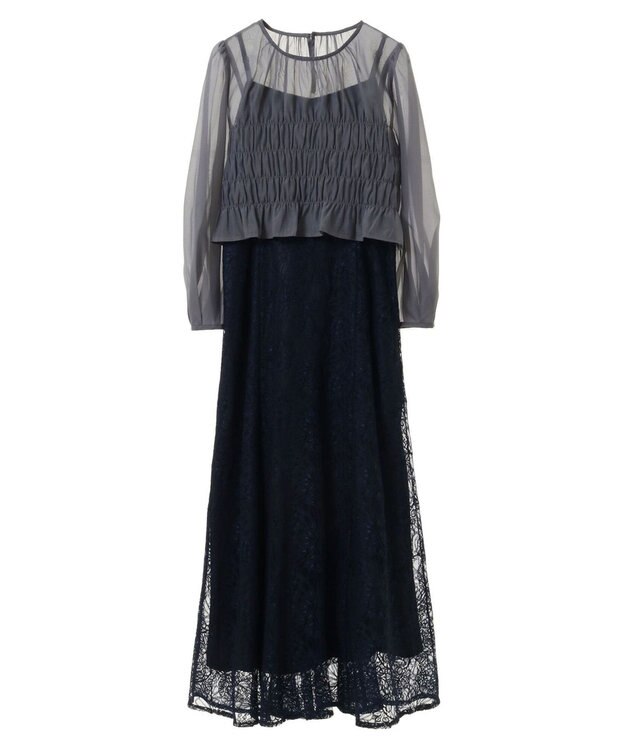 earth music&ecology ＳＥＴ２点　シースルーブラウス付きキャミワンピース Navy