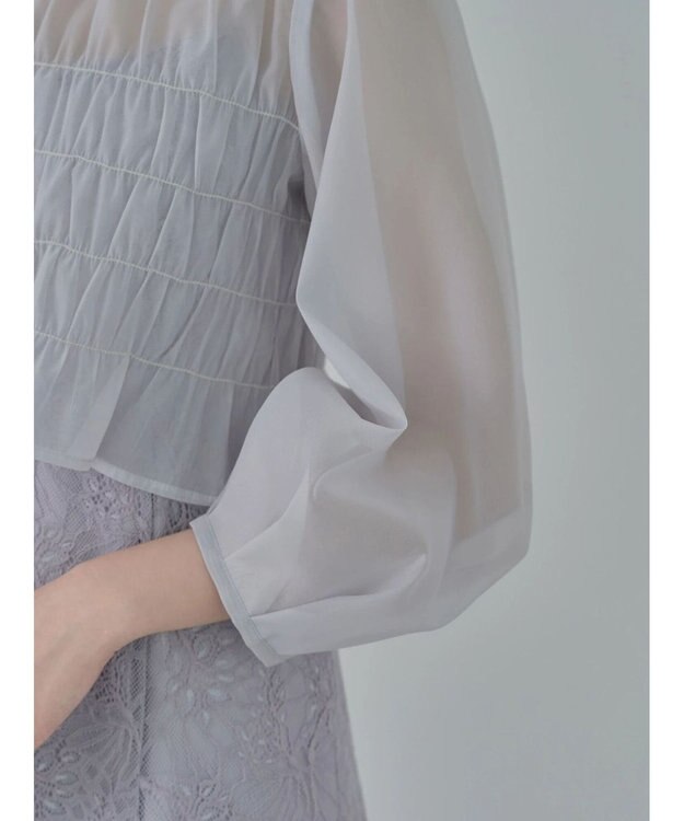 earth music&ecology ＳＥＴ２点　シースルーブラウス付きキャミワンピース Grayish Blue