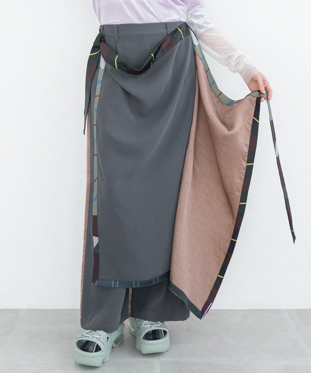 COQ MULTI WAY SAILER ラップスカート付きパンツ チャコール