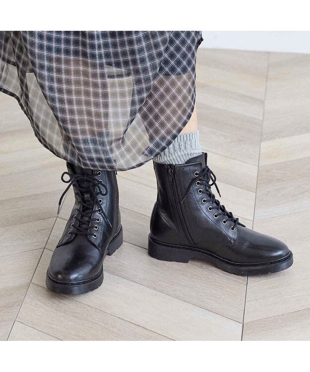ing <ing>【WEB限定】レースアップショートブーツ ブラック