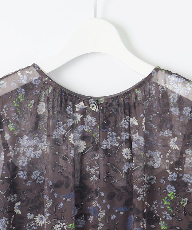 自由区 L 【カタログ掲載・洗える】ボタニカルフラワープリント ワンピース セピア系