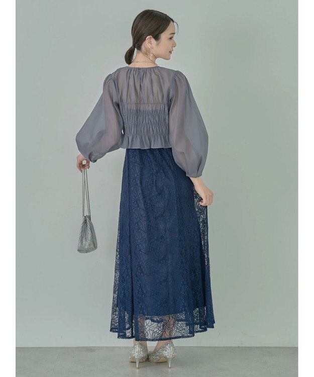 earth music&ecology ＳＥＴ２点　シースルーブラウス付きキャミワンピース Navy