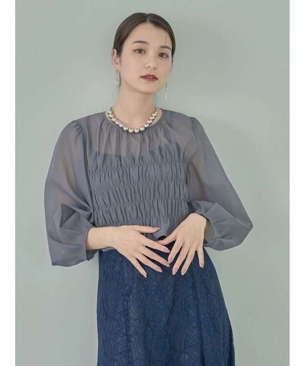 earth music&ecology ＳＥＴ２点　シースルーブラウス付きキャミワンピース