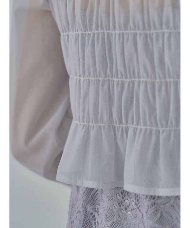 earth music&ecology ＳＥＴ２点　シースルーブラウス付きキャミワンピース Grayish Blue