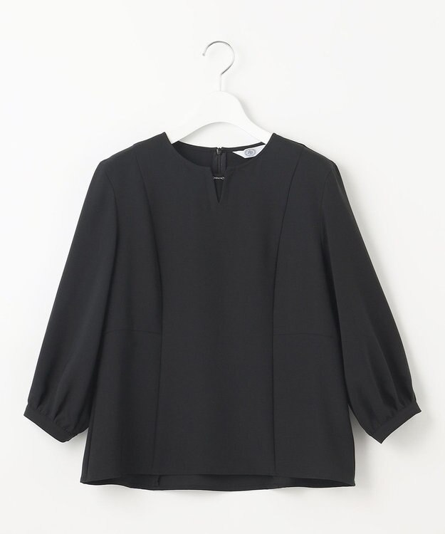 J.PRESS LADIES 【洗える】RELAXIONツイル クルーネック ブラウス ブラック系