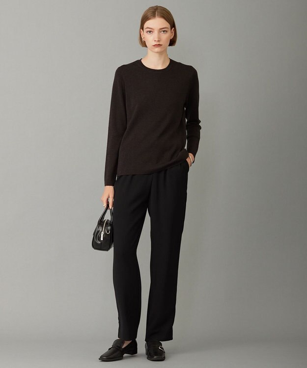 ICB 【洗える】エクストラファインメリノ クルーネックプルオーバー バーントブラウン系