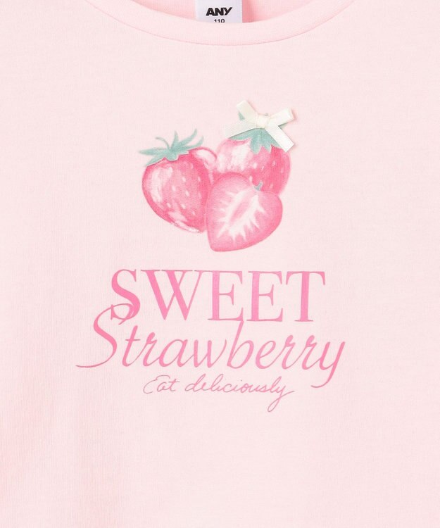 ANY KIDS 【Strawberry Collection】アートプリント 長袖Tシャツ ピンク
