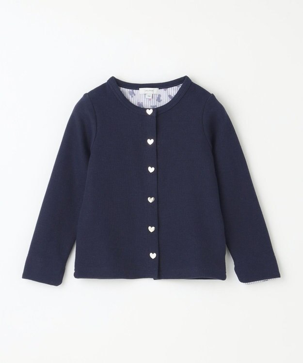 ANY KIDS スナップボタン フレンチ カーディガン ネイビー