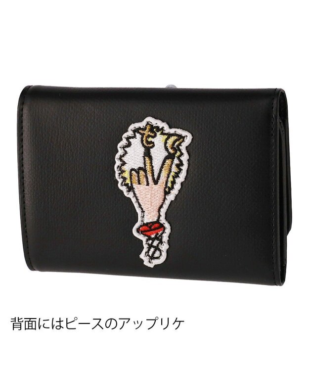 tsumori chisato CARRY ラブワッペン 3つ折り財布 ブラック