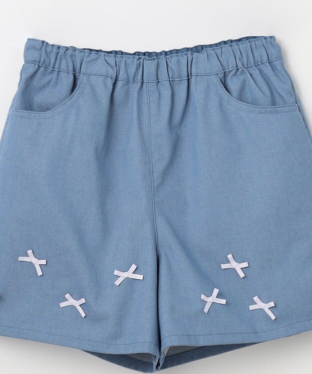 ANY KIDS ひんやりクール リボンショートパンツ デニム