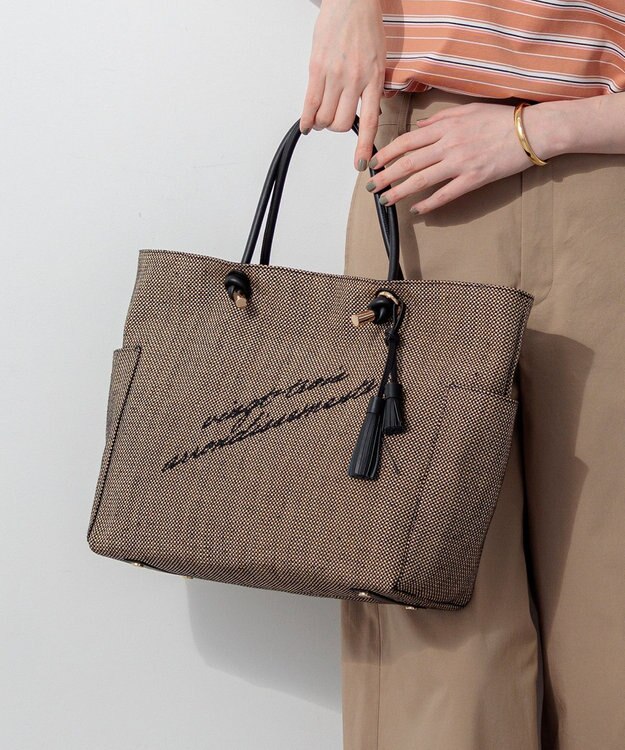 23区 【先行予約】ロゴ刺繍 雑材 トートバッグ ブラウン系