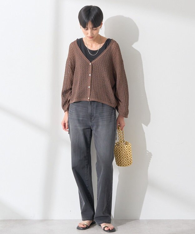 AMERICAN HOLIC 2WAYレース編みニットカーディガン Brown