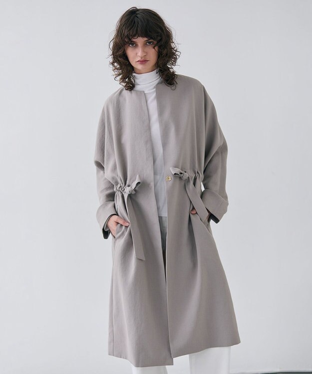 BEIGE， 【洗える】PORDIC / ノーカラードルマンロングコート Taupe