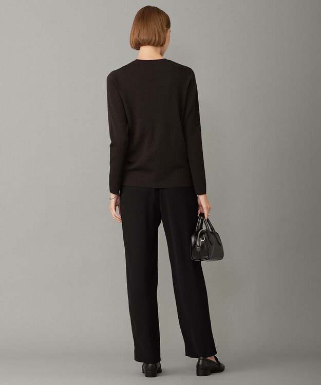 ICB 【洗える】エクストラファインメリノ クルーネックプルオーバー バーントブラウン系