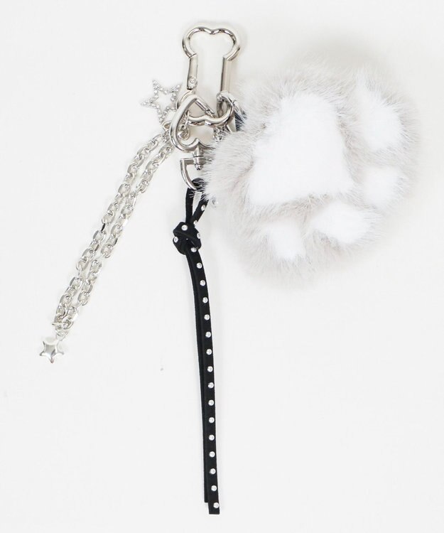 WEGO ファーにくきゅうセットキーホルダー ライトグレー